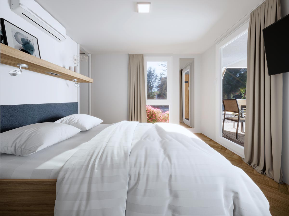 Geräumiges Schlafzimmer in einer Glamping-Villa im Zaton Holiday Resort Zaton Holiday Resort