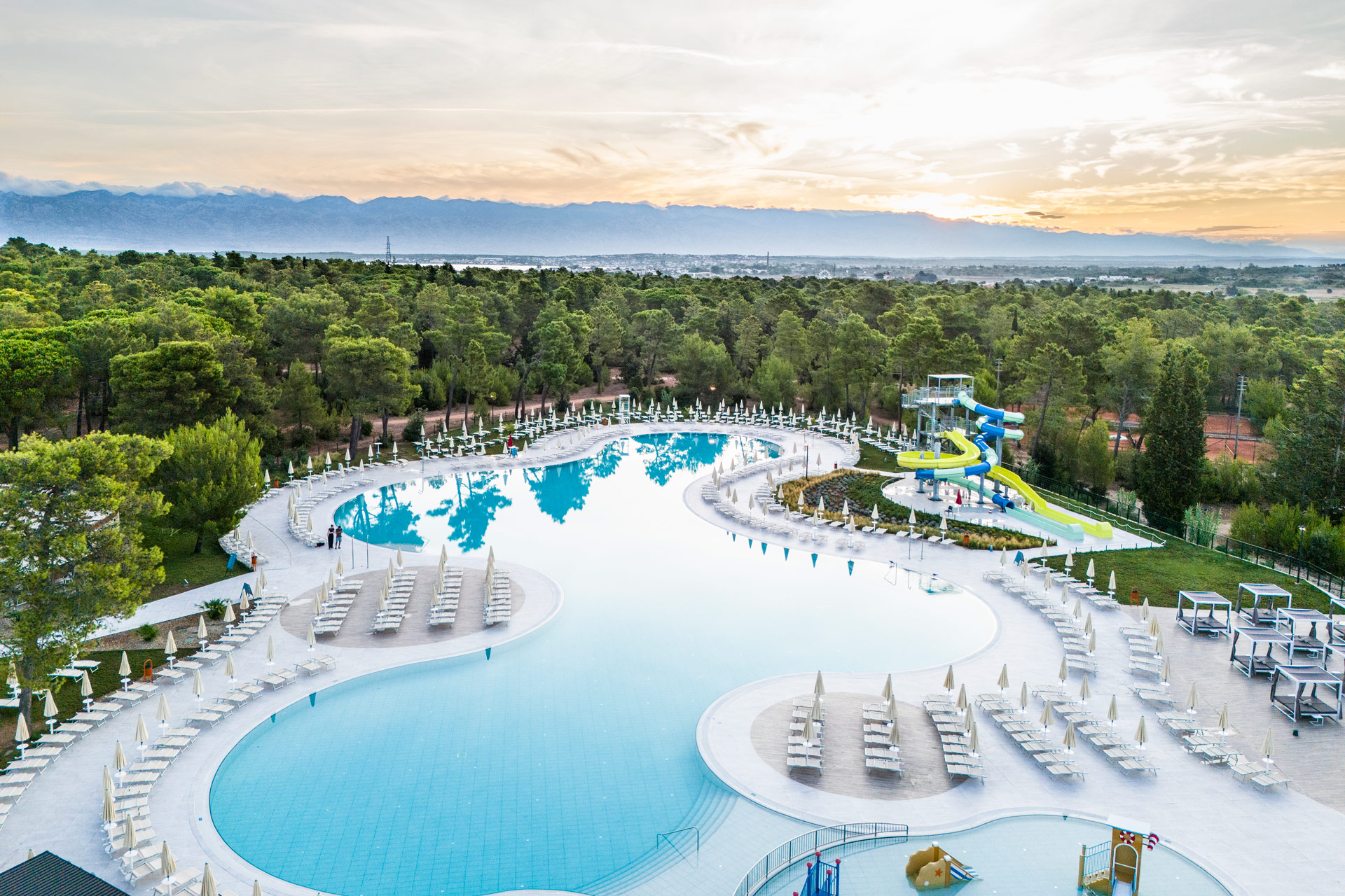 Forest Oasis Pool Complex at Zaton Holiday Resort - Aerial View Dragan Dok