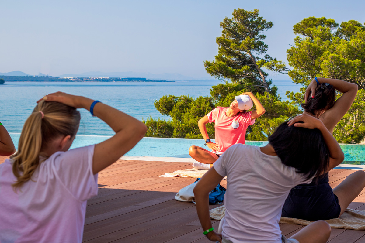 Morning stretching at Zaton Holiday Resort
