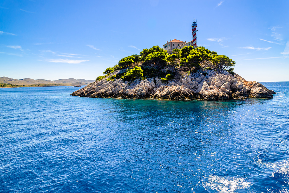 Insel Vela Sestrica mit Leuchtturm, Region Zadar