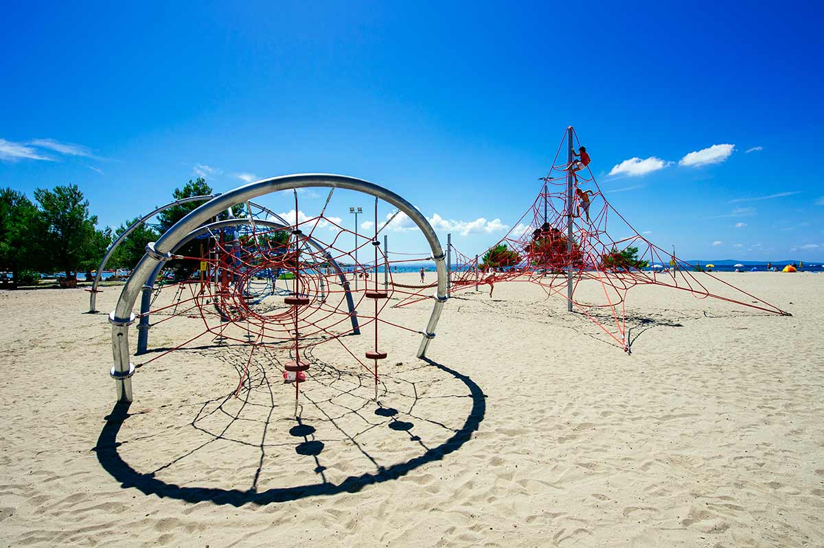 Climbing nets at the beach, Zaton Holiday Resort