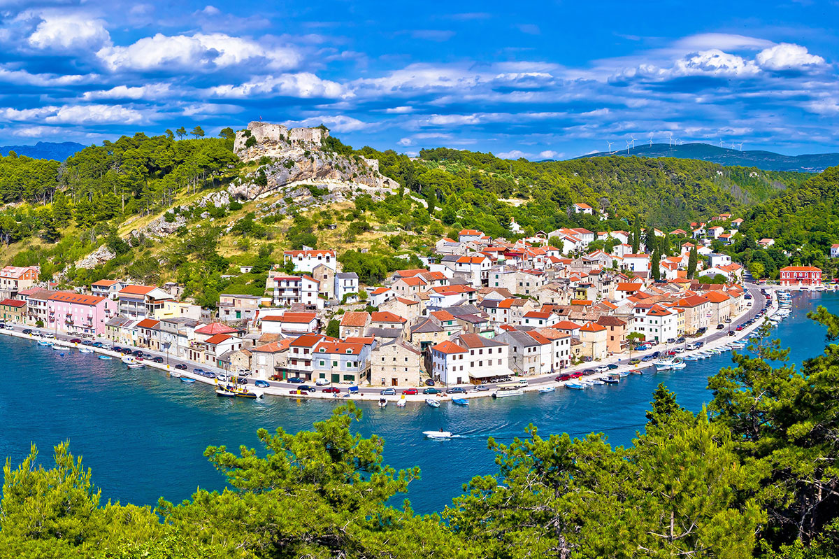 View of Novigrad on the Zrmanja river, Zadar region