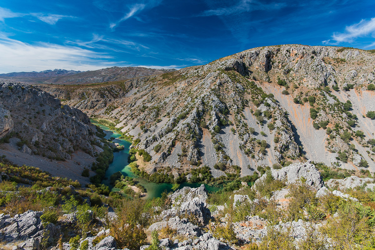 Blick auf den Fluß und Canyon Zrmanja