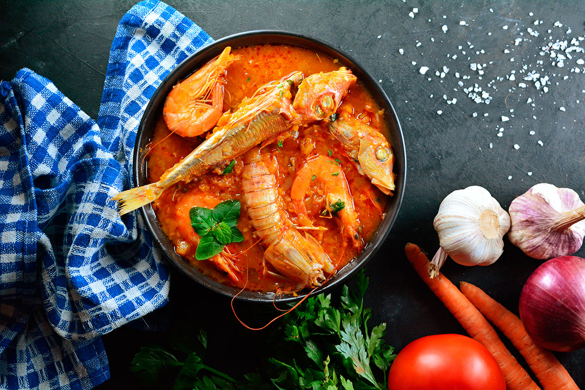 Delicious brudet, traditional festive meal in the Zadar region