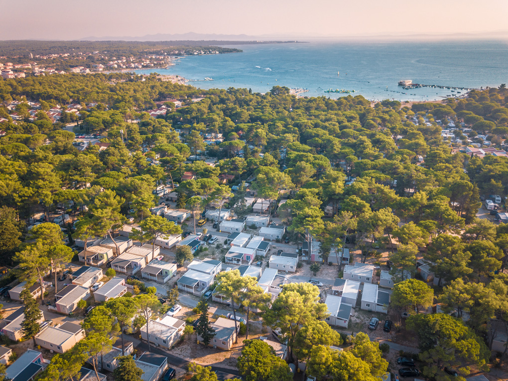 Aerial view of mobile homes in Zaton Holiday Resort