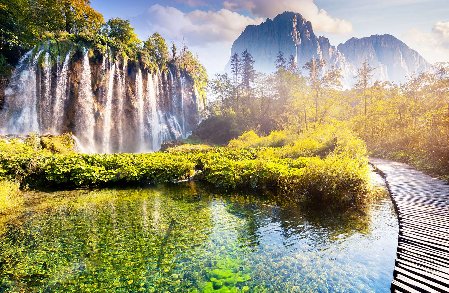 Beautiful waterfall in Plitvice Lakes National Park