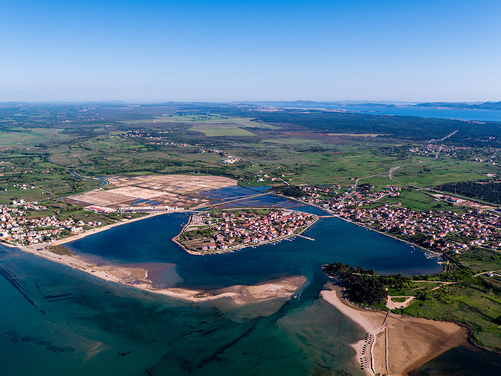 Aerial view of Nin and its beaches