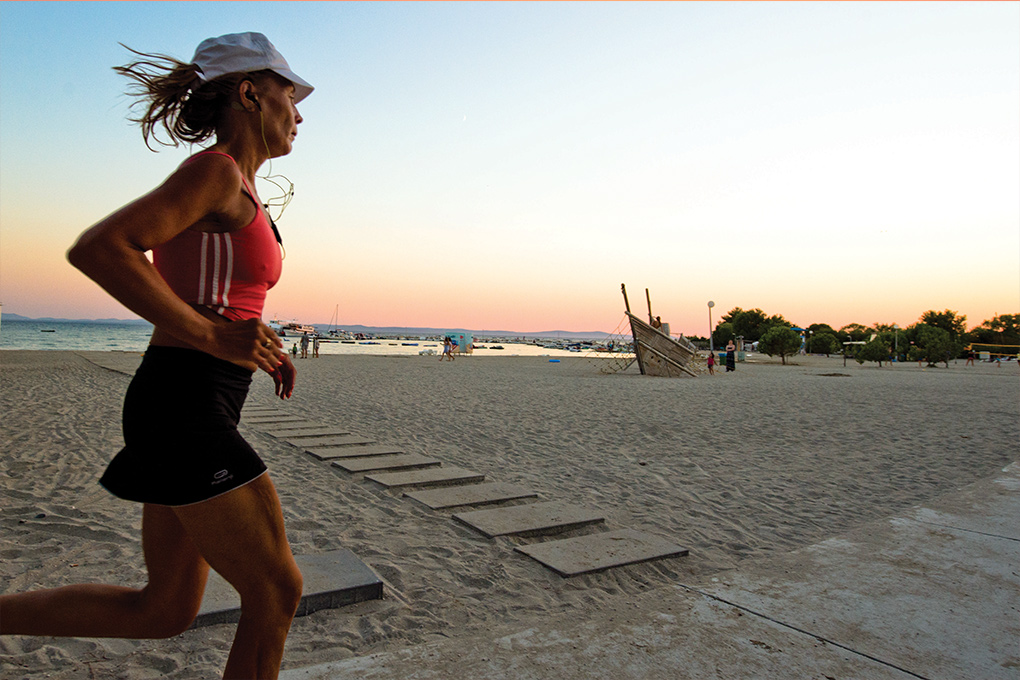 Running along the beach at Zaton Holiday Resort