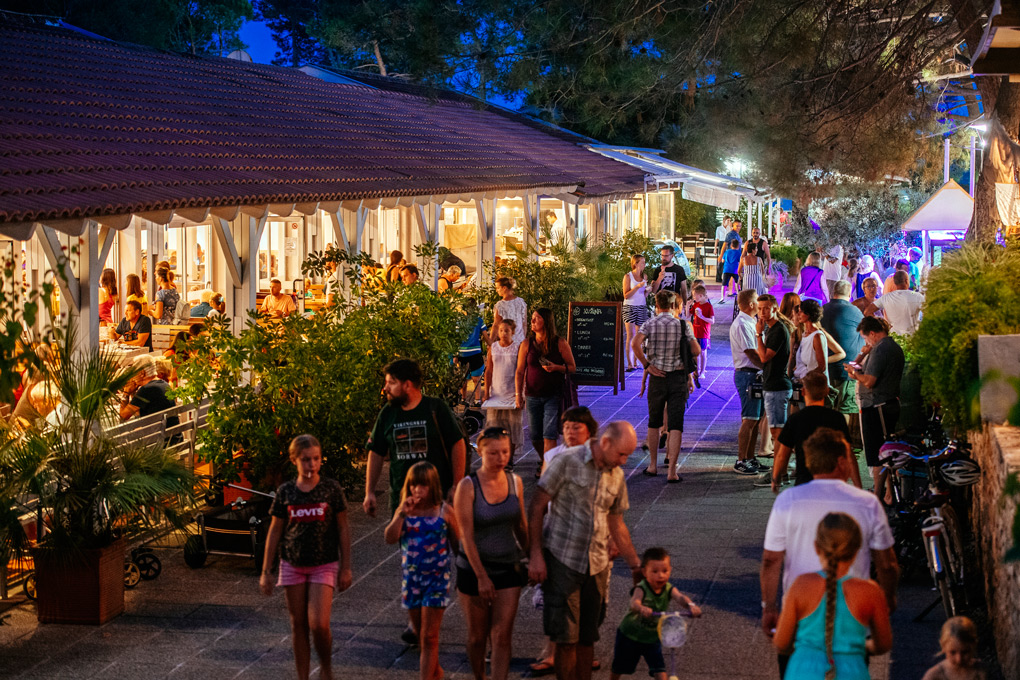 Busy central promenade at Zaton Holiday Resort